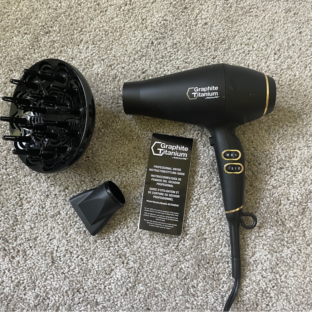 BaBylissPRO Graphite Titanium Hair Dryer with Attachments